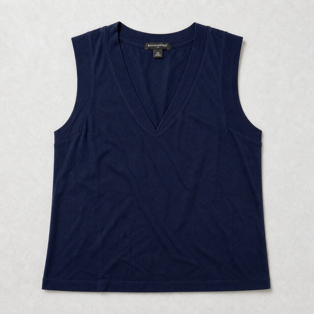 Banana Republic Womens Navy V Neck Sleeveless Blouse XS Casual Top
